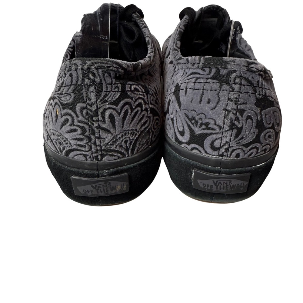 Vans Authentic Gray‎ Black Floral Velvet Low Top Lace Up Sneakers Mens 7.5 Wo 9 - Picture 4 of 6
